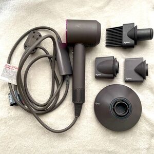 Dyson Supersonic Pink & Grey Hairdryer and accessosries
